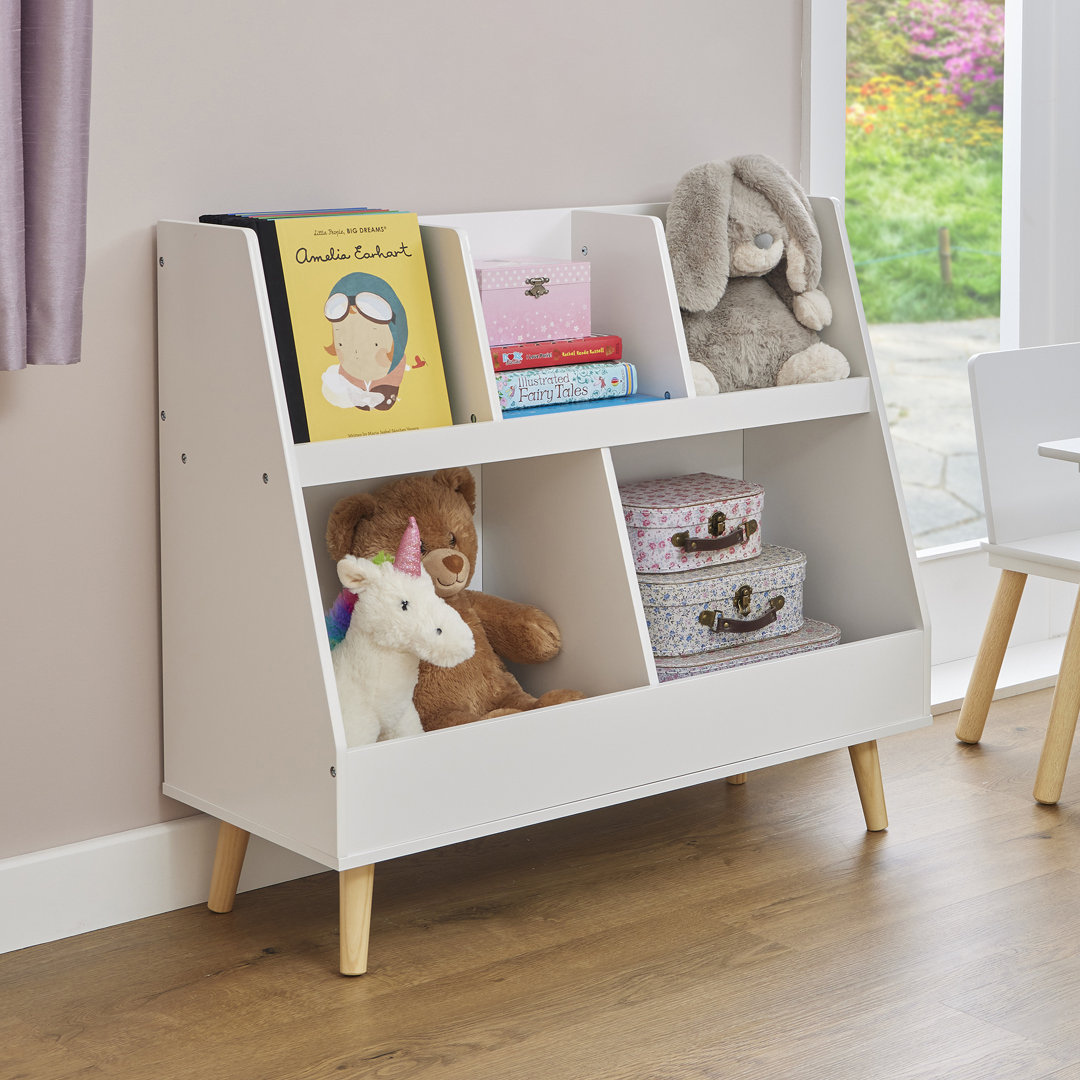 Liberty House Toys Kids White Sloping Bookcase White 72.5cm H X 80cm W X 35cm D